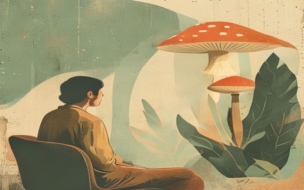 Psilocybin therapy session illustration