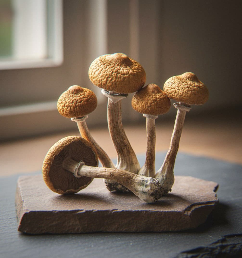 Dried Colombian psilocybin mushrooms (Psilocybe cubensis) — large
