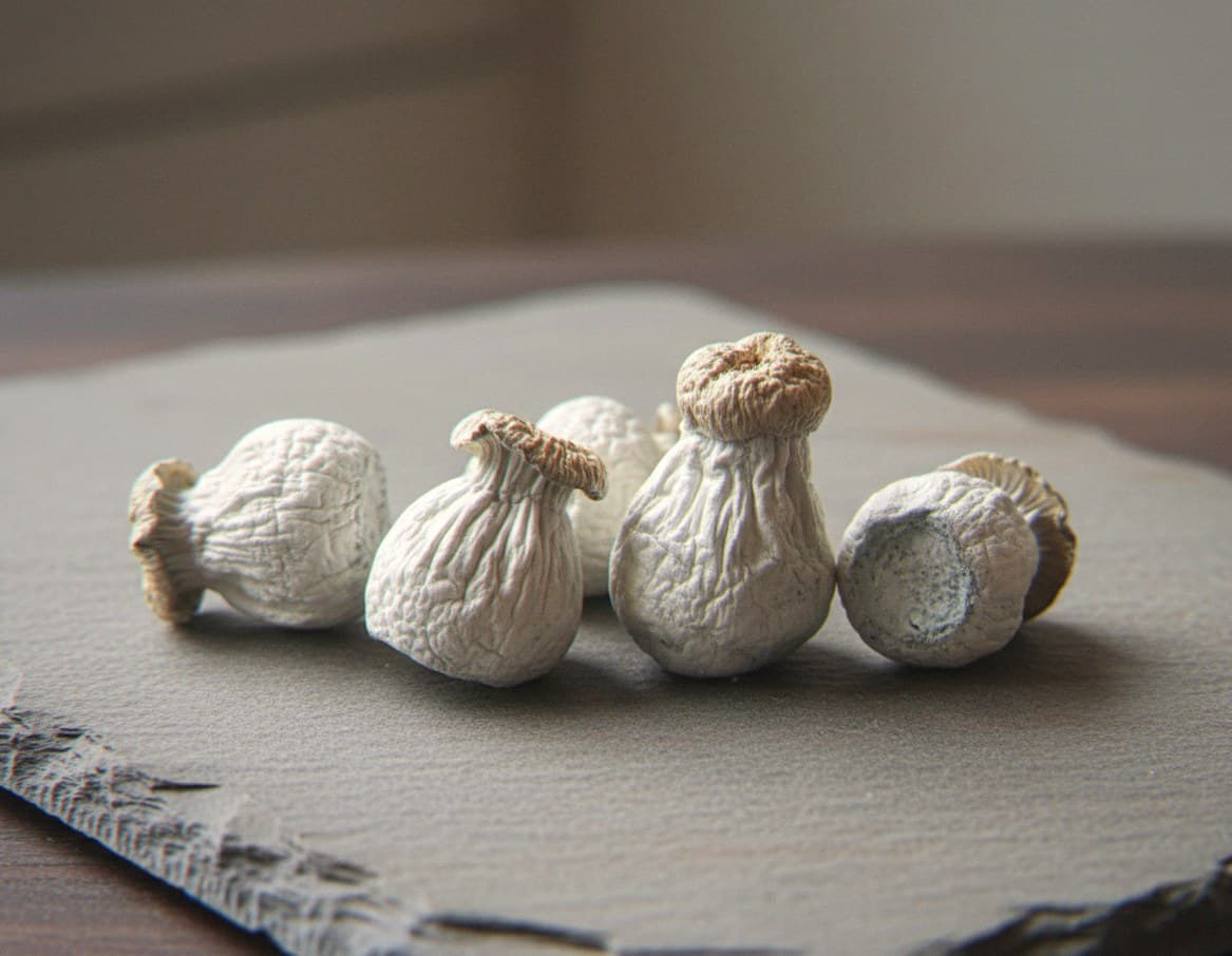 Dried Ghost psilocybin mushrooms (Psilocybe cubensis) — pure white