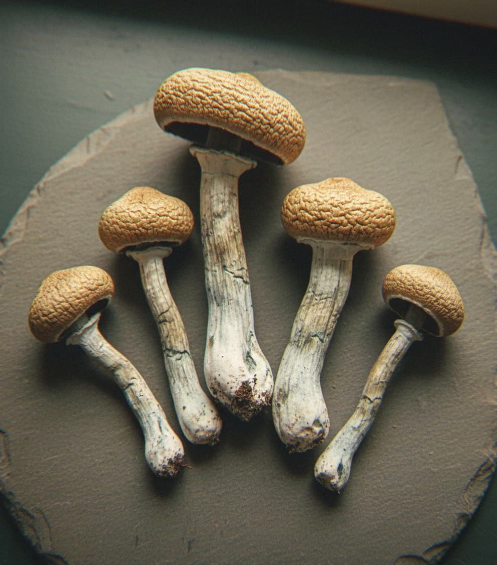 Dried Hawaiian psilocybin mushrooms (Psilocybe cubensis) — large