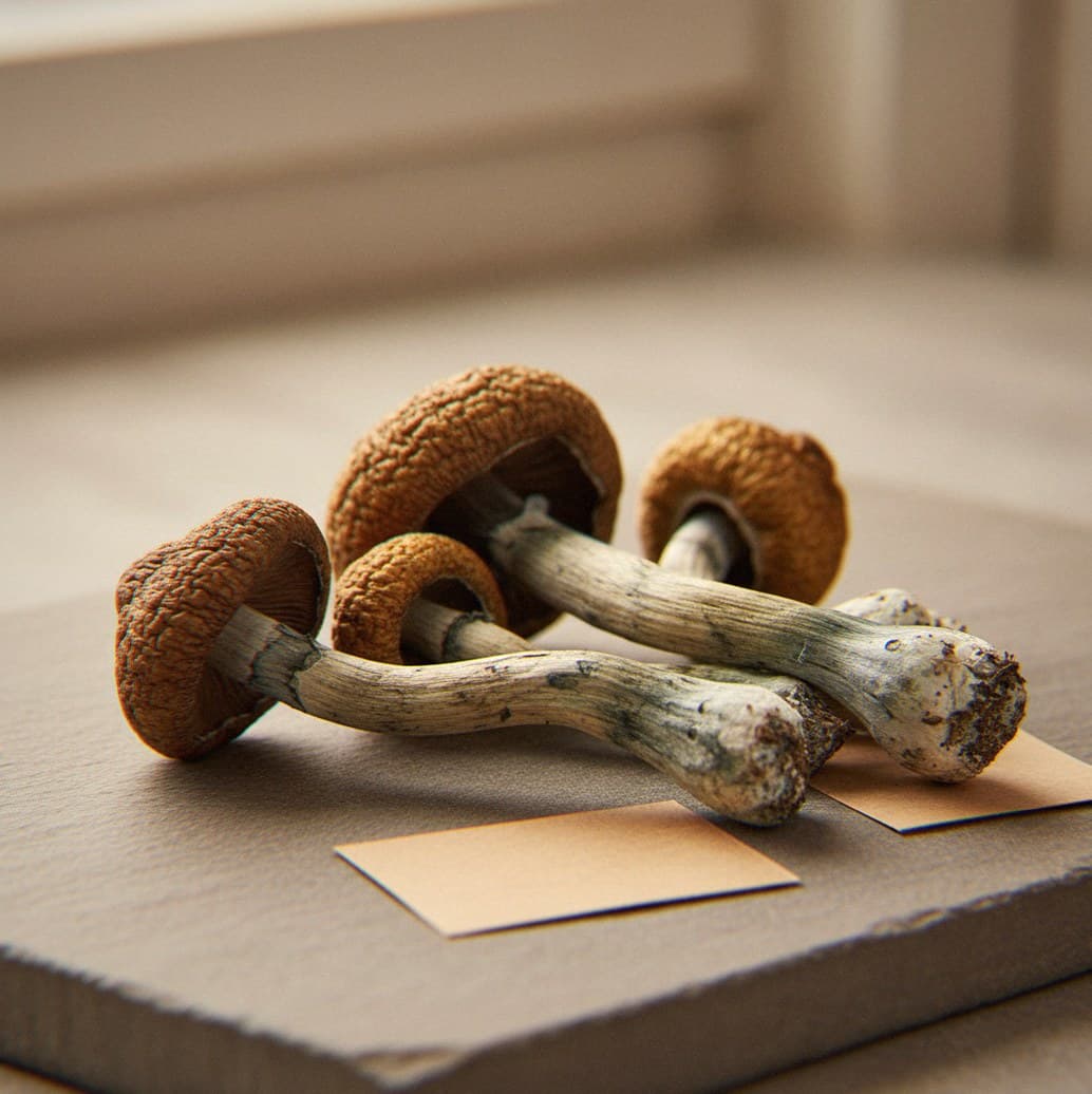 Dried Mexican Dutch King psilocybin mushrooms (Psilocybe cubensis) — large